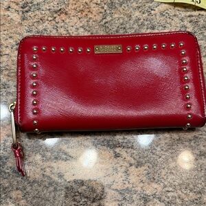 Badgley Mischka Red Wallet with Gold Accents